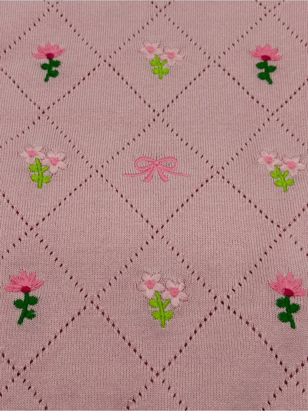 Gymboree Girls Short Sleeve Sweater in Pink with Flowers and Bows Size 8 (NWT)